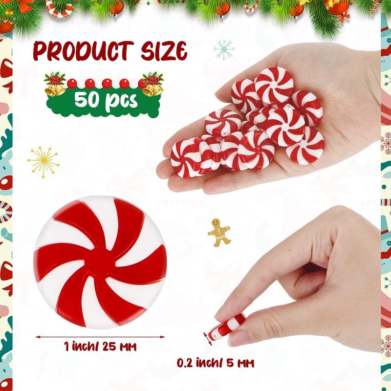 QEYMN 50 PCS Red and White Candy Cane Ornaments - Image 2